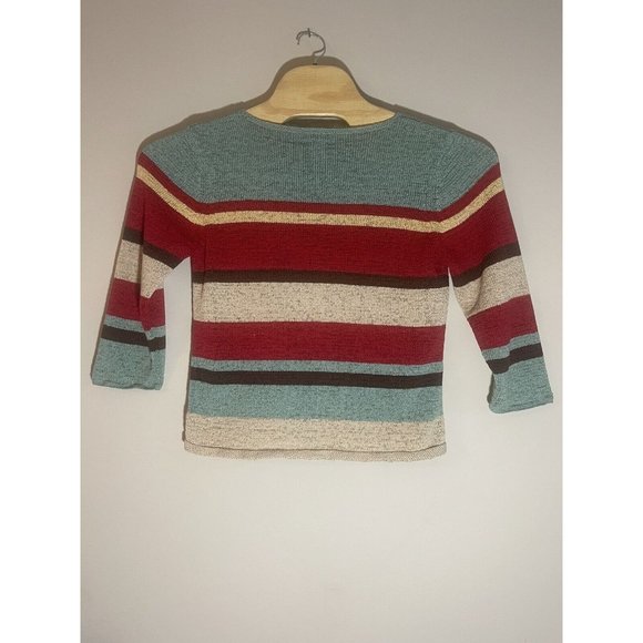 Vtg Pendleton Sweater XL Colorful Stripe Casual Color Block Pullover 90s EUC - Picture 2 of 6